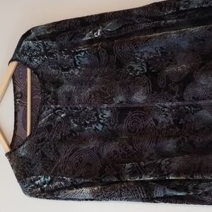 Snow Skin tunic,XL, purples, blues, black.